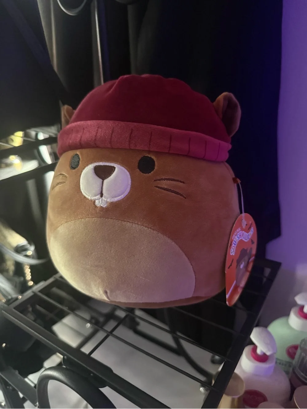 Squishmallows Brown Halloween Beaver with Red Hat